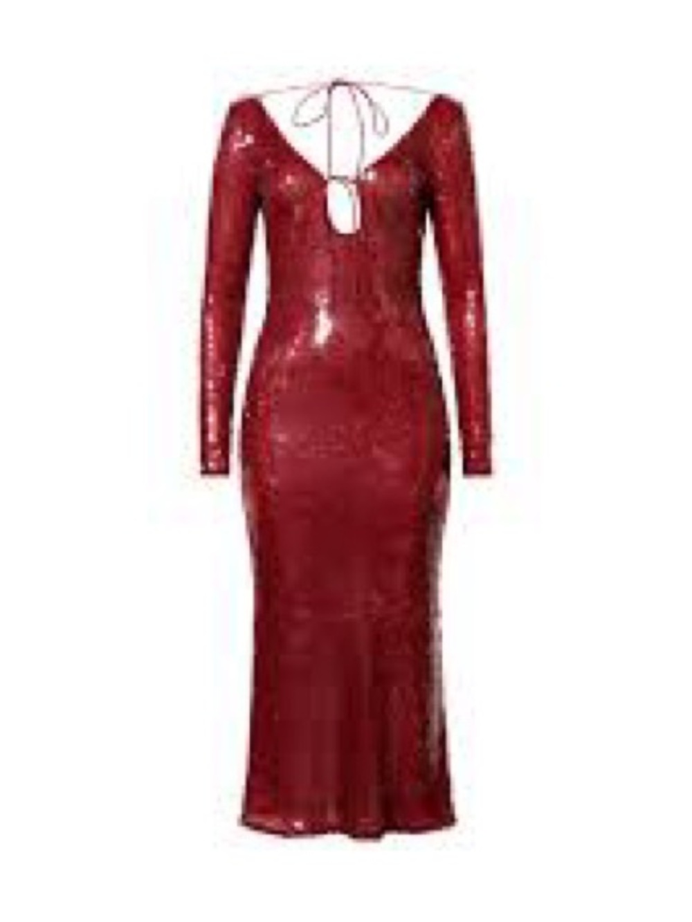 Anthropologie Red Sequin Long-Sleeve Tie-Back Gown